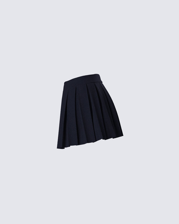 Finesse Supriya Black Pleated Mini Skirt