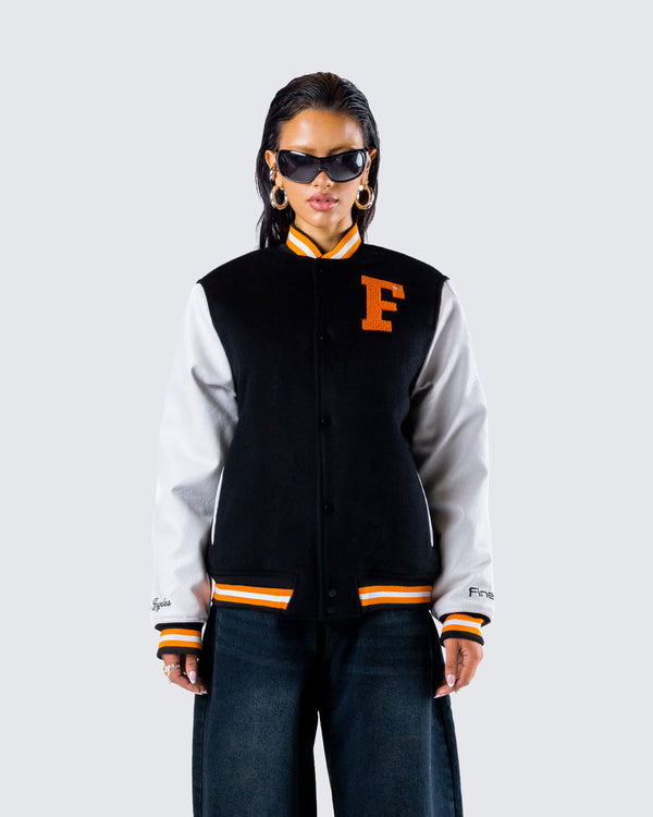 Finesse Sutton Black Varsity Jacket