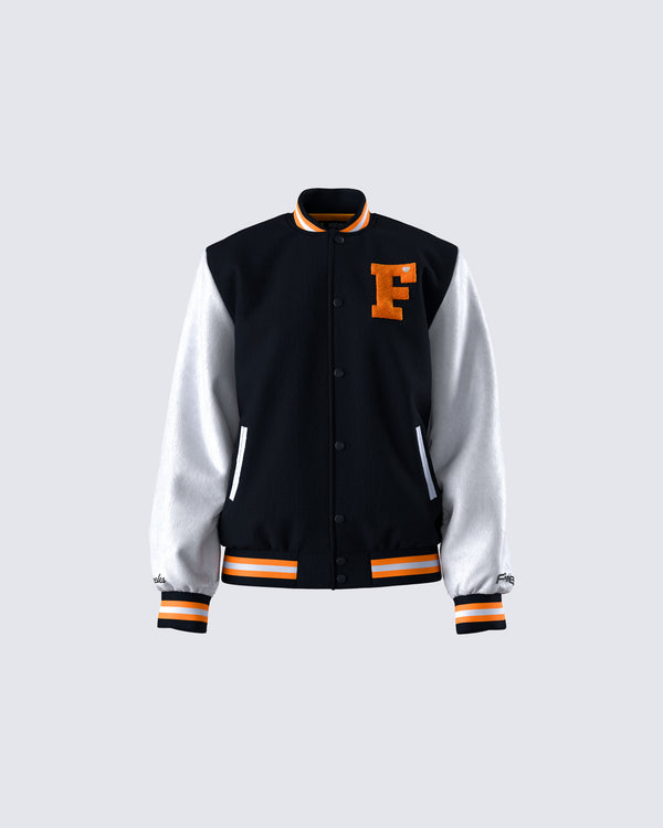 finesse Sutton Black Varsity Jacket