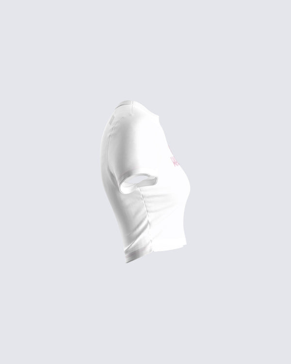 Finesse Suvi White Rhinestone Cropped Top