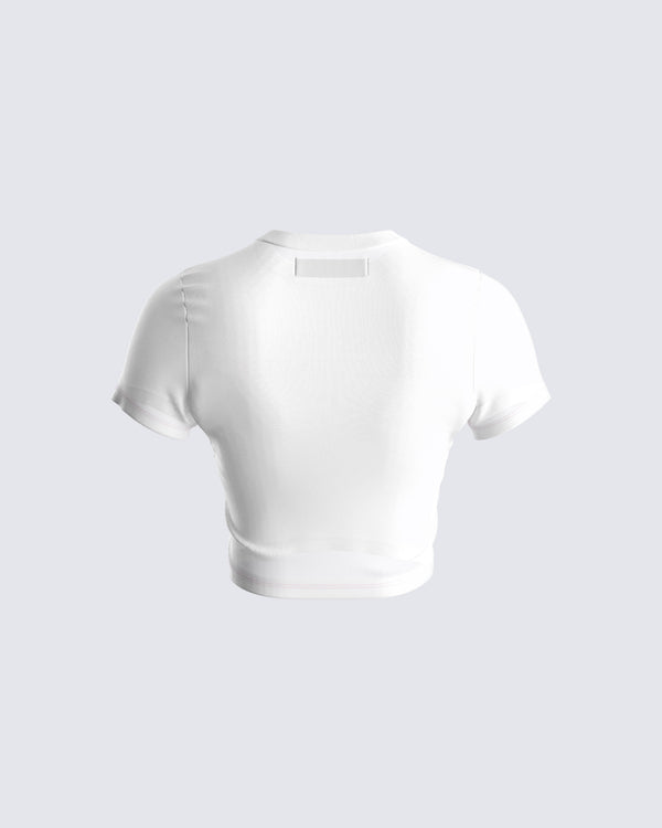 Finesse Suvi White Rhinestone Cropped Top