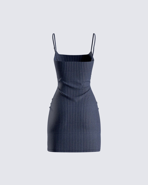 Finesse Suzanne Navy Pinstripe Mini Dress