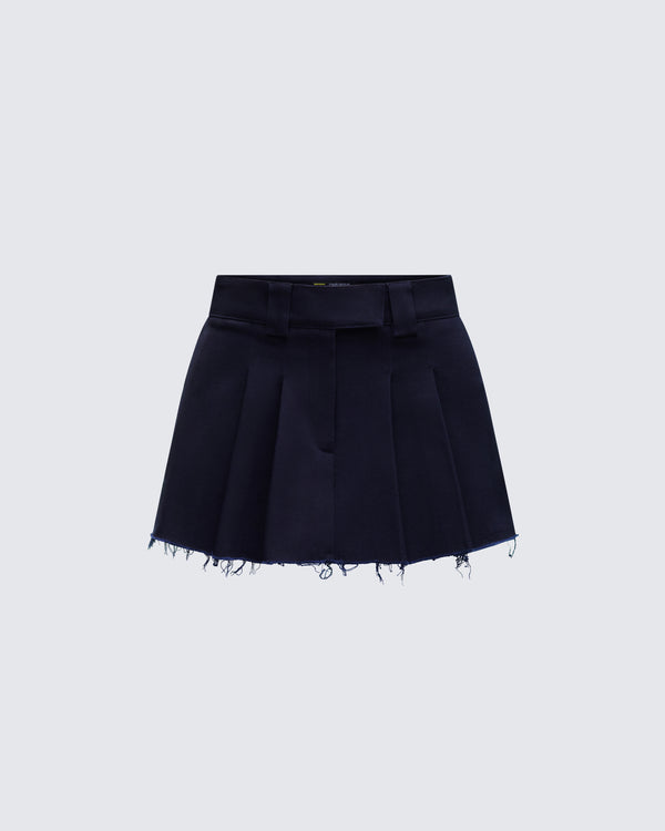 finesse Svetlana Navy Twill Mini Skirt