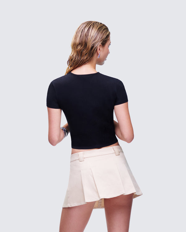 Finesse Swara Black Slogan Baby Tee