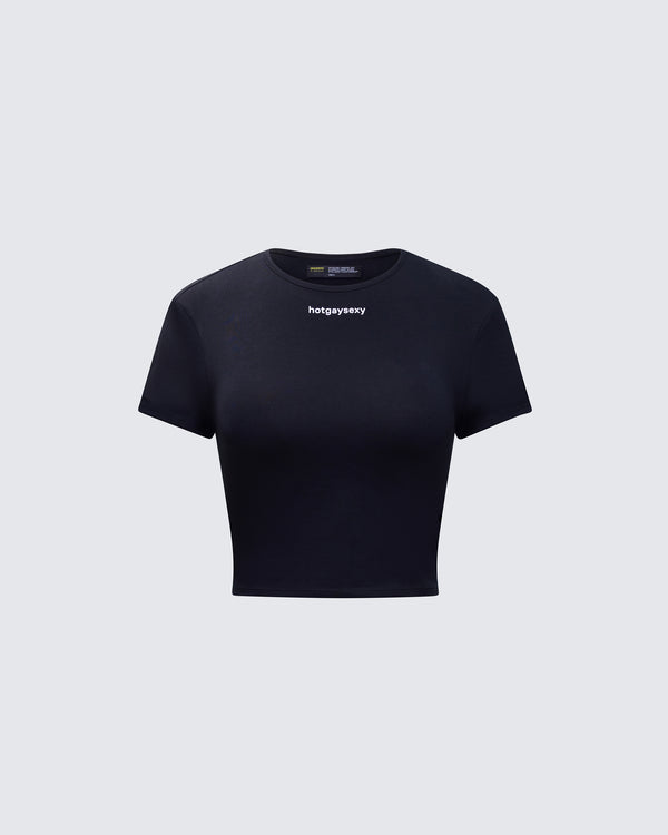 finesse Swara Black Slogan Baby Tee