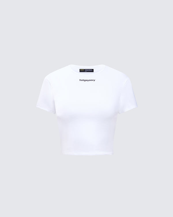 finesse Swara White Slogan Baby Tee