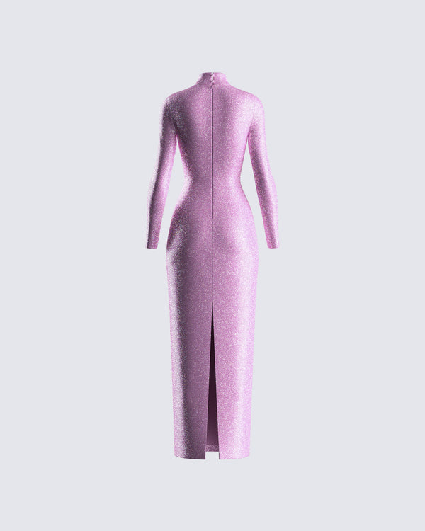 Finesse Sy Pink Shimmer Knit Maxi Dress