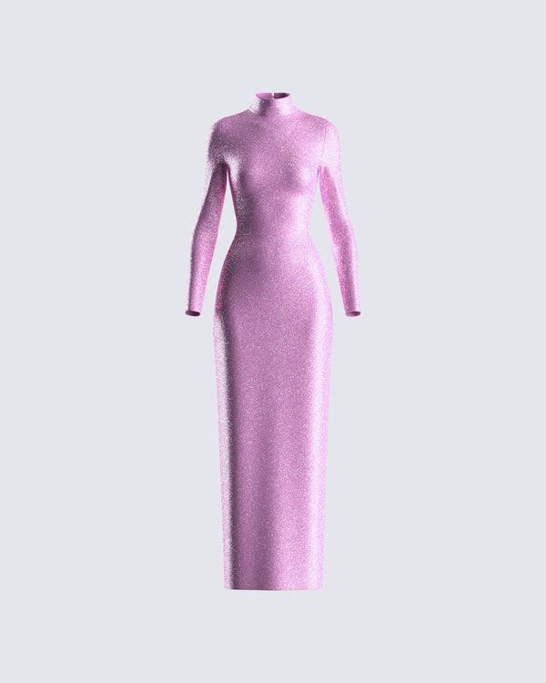 finesse Sy Pink Shimmer Knit Maxi Dress