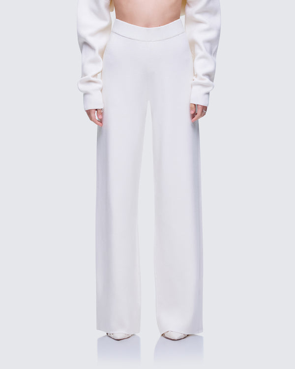 Finesse Sylvana Cream Knit Oversized Pants