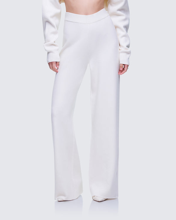 Finesse Sylvana Cream Knit Oversized Pants