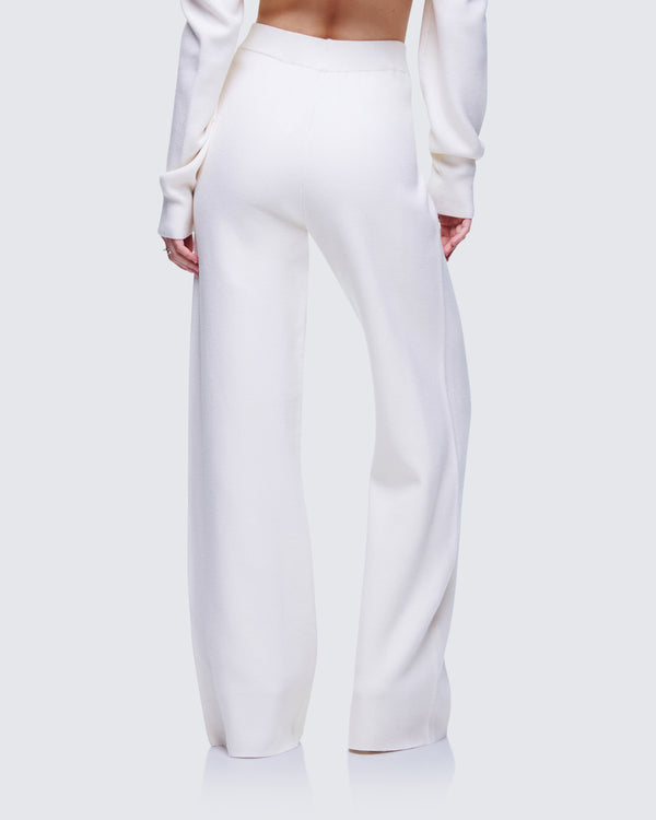 Finesse Sylvana Cream Knit Oversized Pants