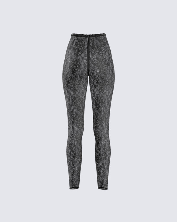 Finesse Sylvia Black Lace Legging Pant
