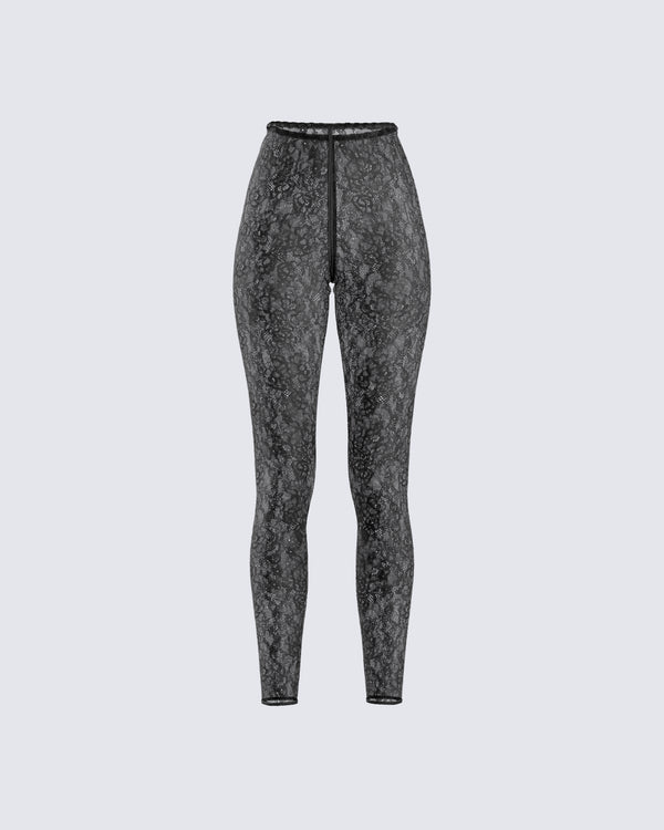 finesse Sylvia Black Lace Legging Pant
