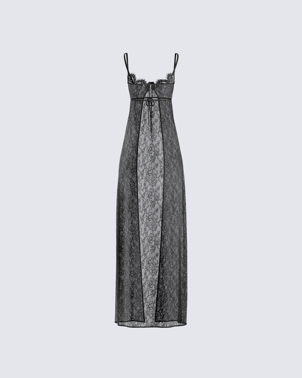 Finesse Sylvia Black Lace Maxi Top