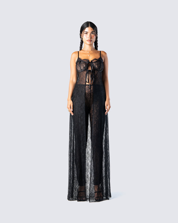 Finesse Sylvia Black Lace Maxi Top