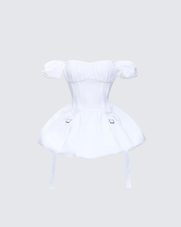 finesse Tabitha White Corset Mini Dress