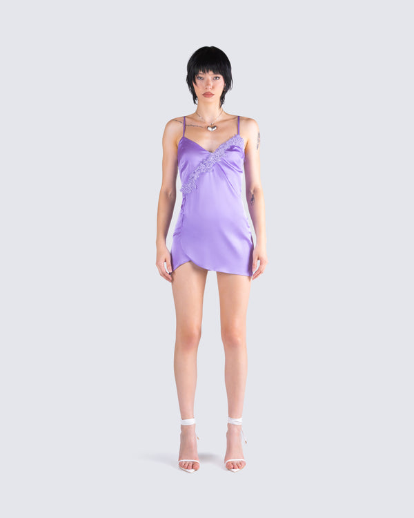 Finesse Taffy Purple Wrap Mini Dress