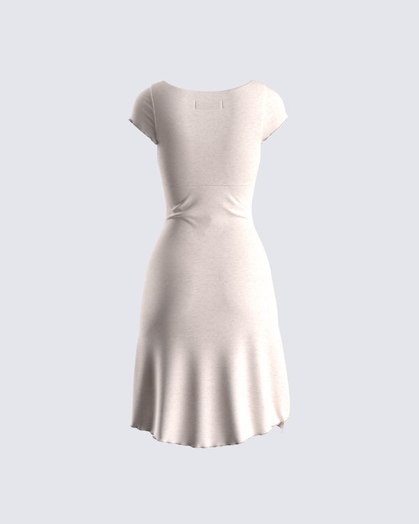 Finesse Tai Beige Jersey Ruffle Dress
