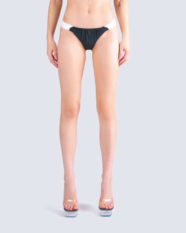 Finesse Taika Black Shirred Bikini Bottom