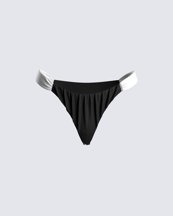 finesse Taika Black Shirred Bikini Bottom