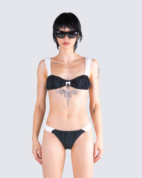 Finesse Taika Black Shirred Bikini Top