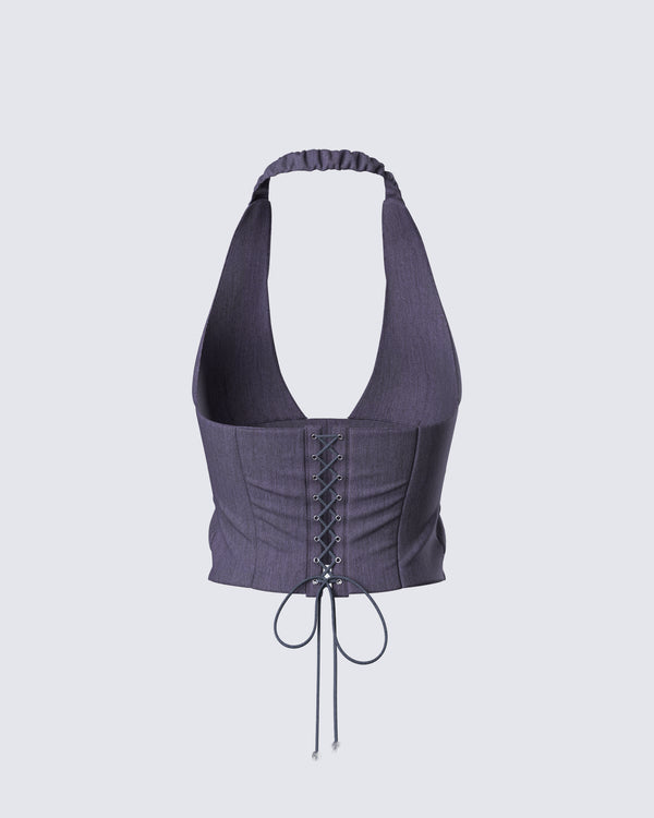 Finesse Tami Grey Suiting Halter Top