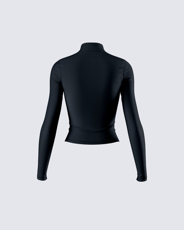 Finesse Tana Black Mockneck Top