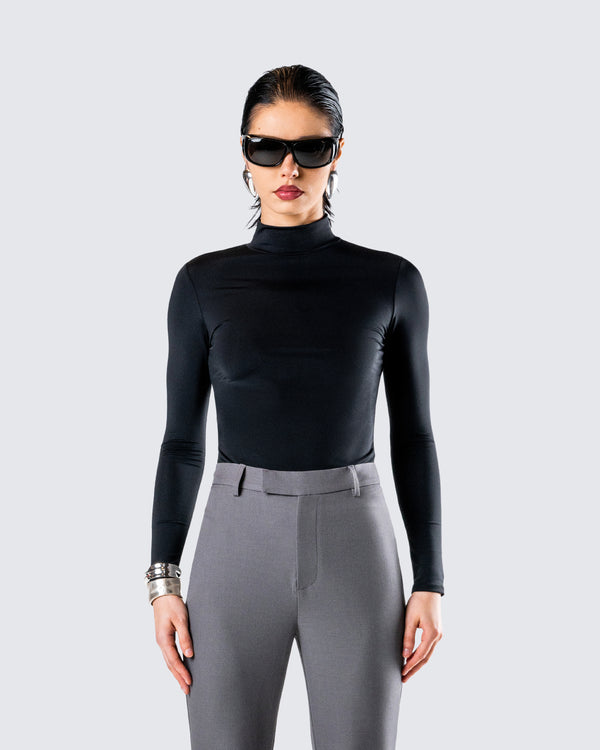Finesse Tana Black Mockneck Top