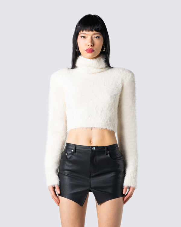 Finesse Tanis Beige Sweater Knit Top
