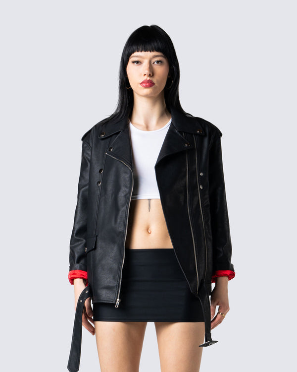 Finesse Tarja Black Vegan Leather Jacket