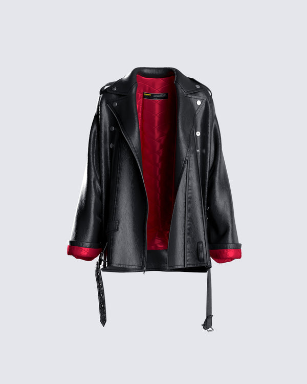 finesse Tarja Black Vegan Leather Jacket