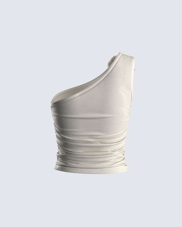 Finesse Tawny Ivory One Shoulder Top