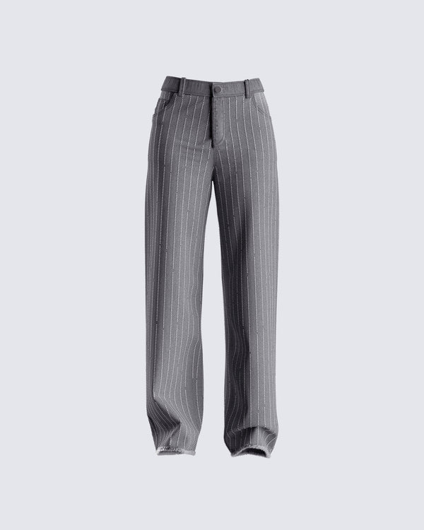 finesse Taya Rhinestone Grey Jeans