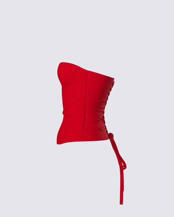 Finesse Tayah Red Mesh Corset Top