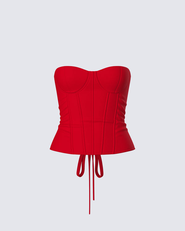 finesse Tayah Red Mesh Corset Top