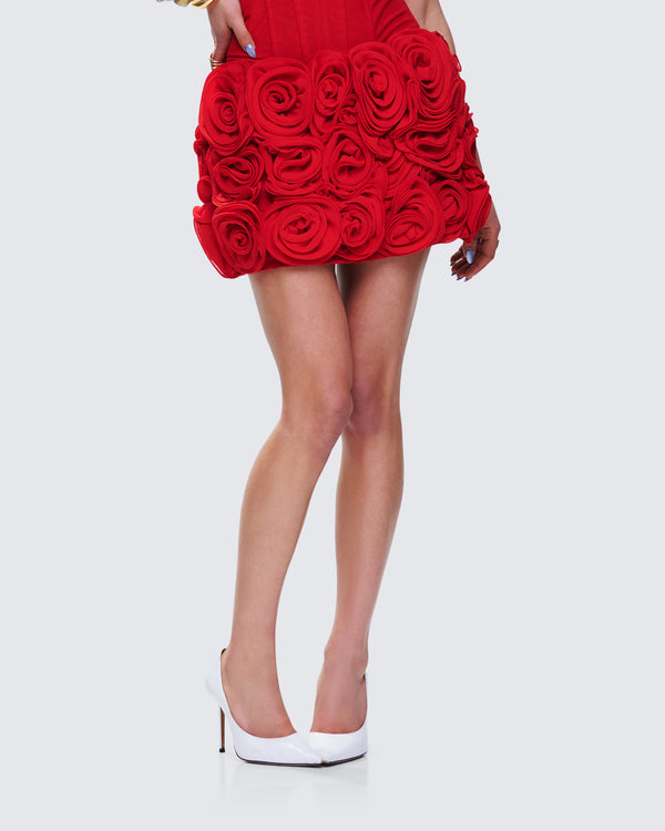 Finesse Tayah Red Ruffle Applique Mini Skirt