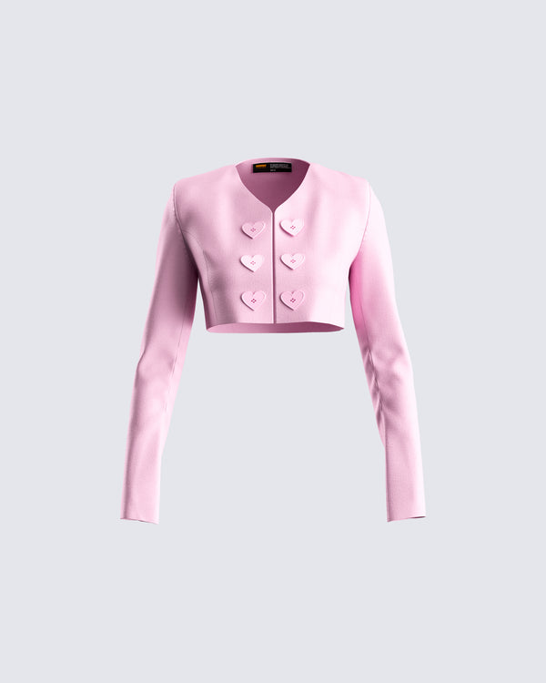 finesse Teresa Pink Heart Button Jacket