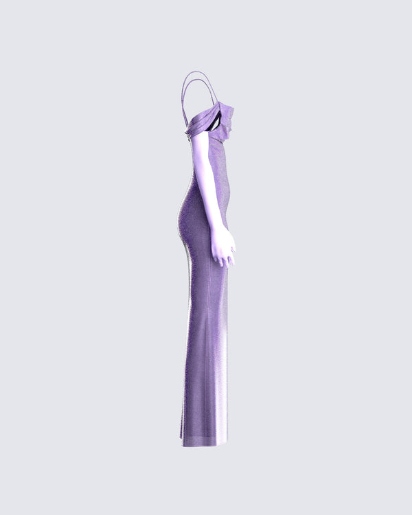 Finesse Tessa Purple Maxi Dress & Gloves
