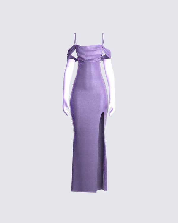 finesse Tessa Purple Maxi Dress & Gloves