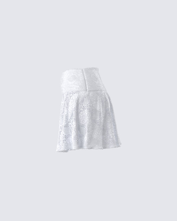 Finesse Teya White Pattern Mini Skirt