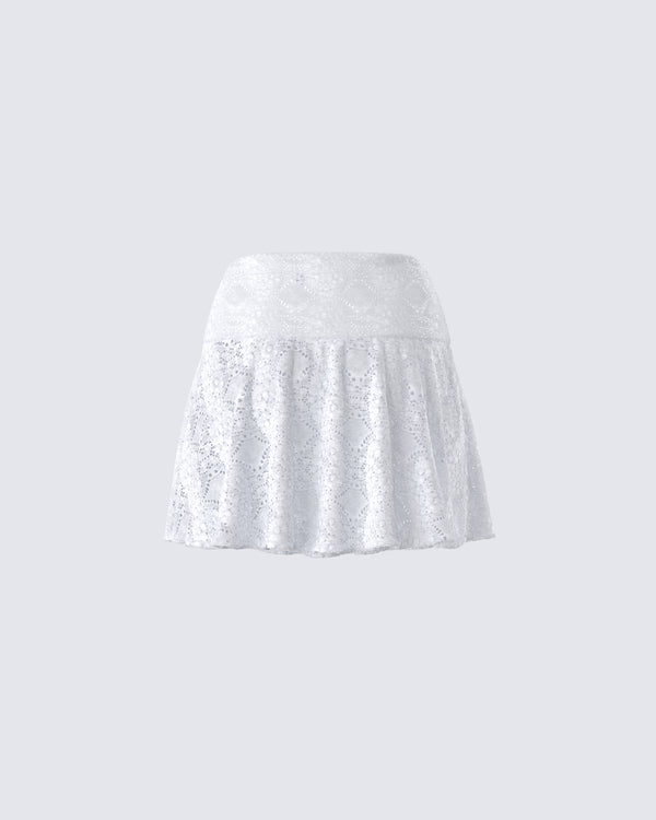 Finesse Teya White Pattern Mini Skirt
