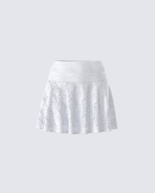 finesse Teya White Pattern Mini Skirt