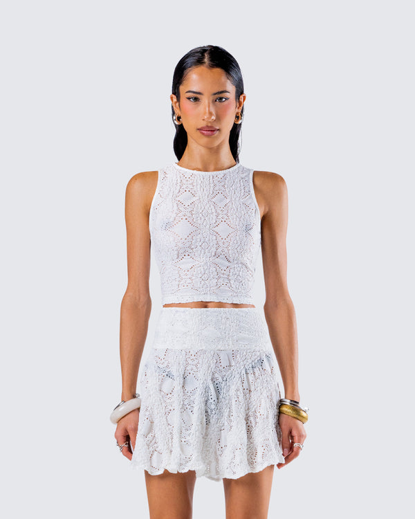 Finesse Teya White Pattern Top