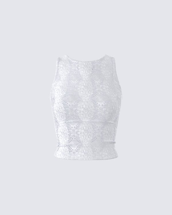 finesse Teya White Pattern Top