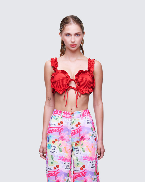 Finesse Thelma Red Padded Heart Bra Top