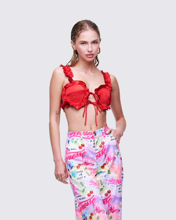 Finesse Thelma Red Padded Heart Bra Top