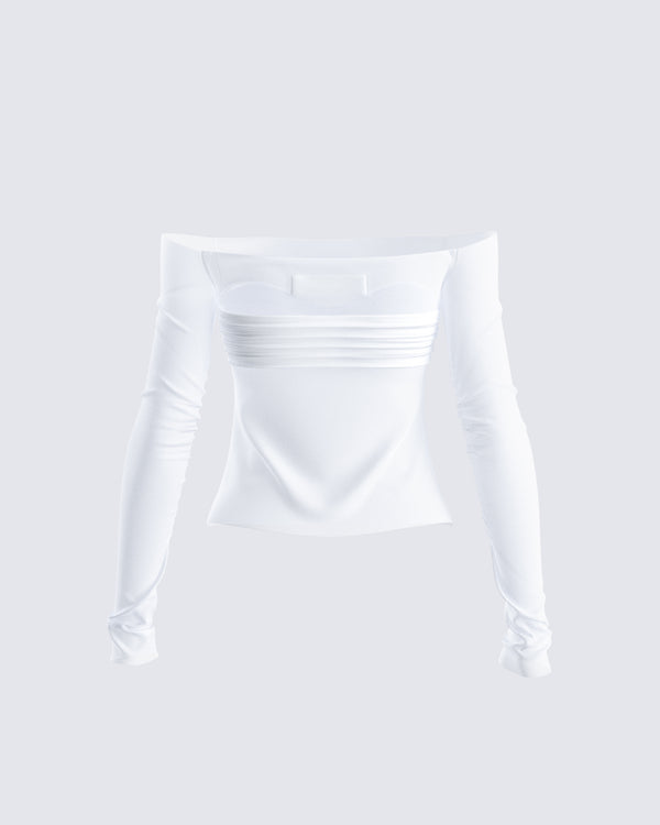 Finesse Theo White Sheer Knit Top