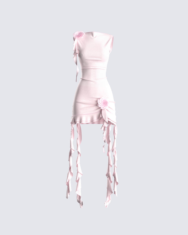 finesse Tiana Pink Ruffle Rosette Dress