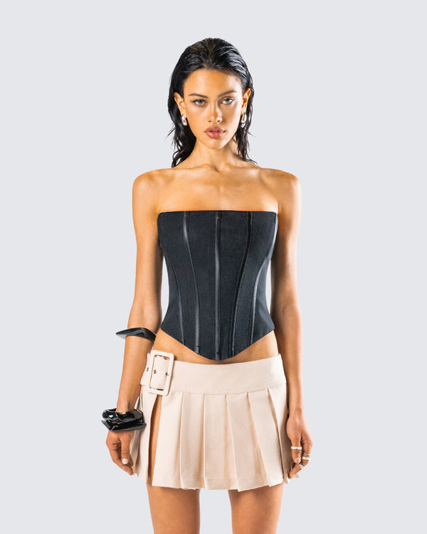 Finesse Tina Black Mesh Corset Top