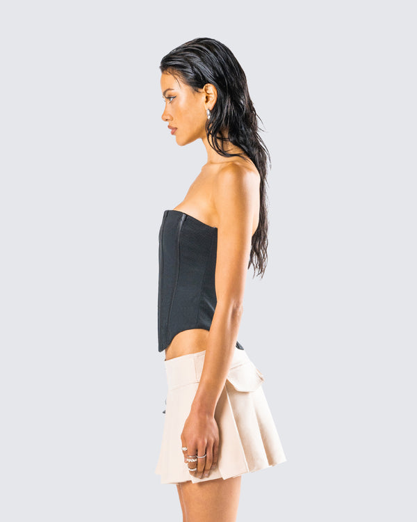 Finesse Tina Black Mesh Corset Top